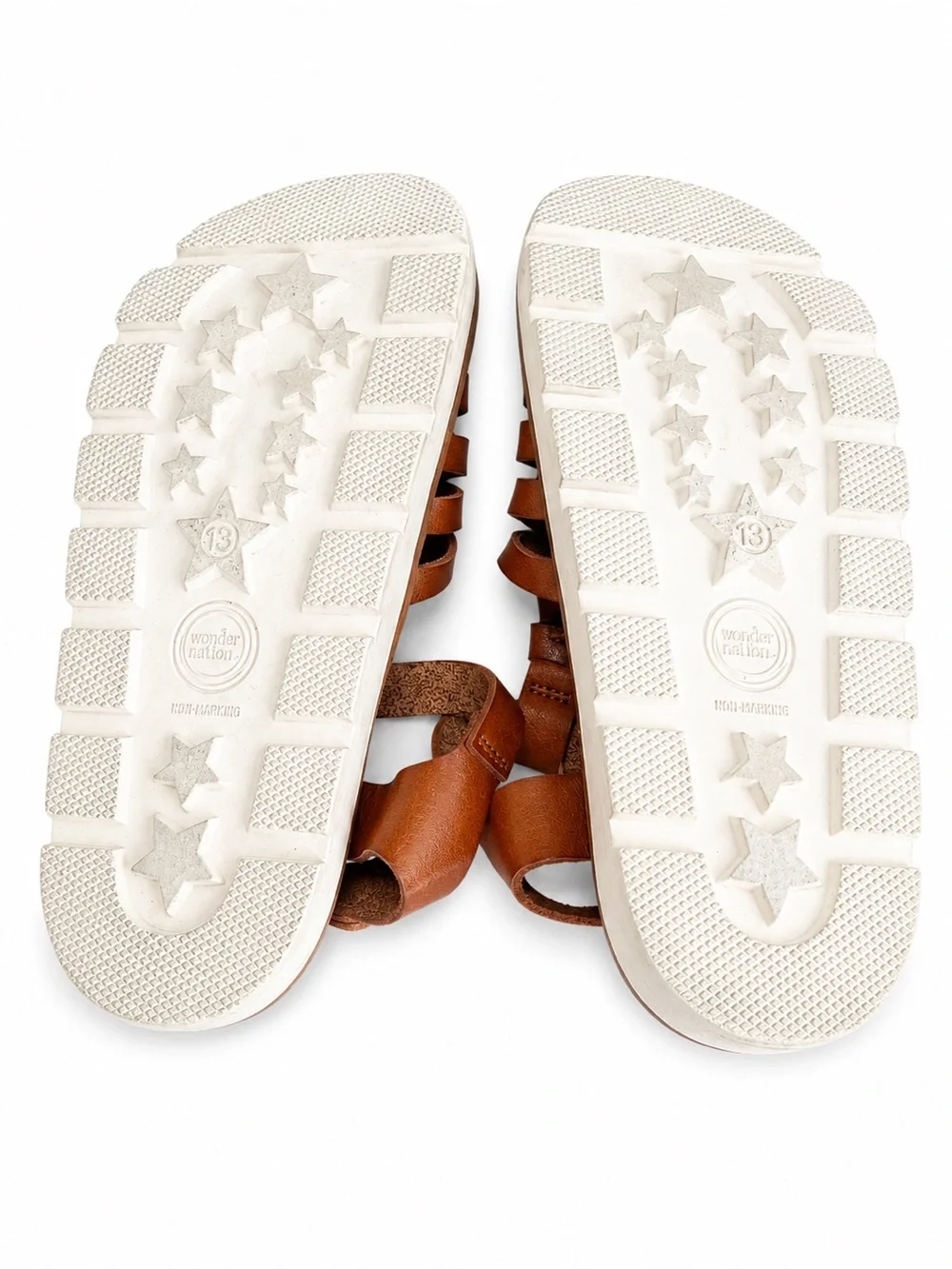 Girls Wonder Nation Braided Gladiator Leather Sandals - Brown